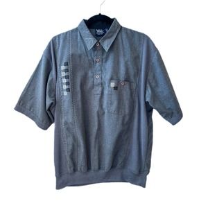 JOHN BLAIR Vintage Retro Elastic Waist Polo Shirt Geometric Embroidered Men's L